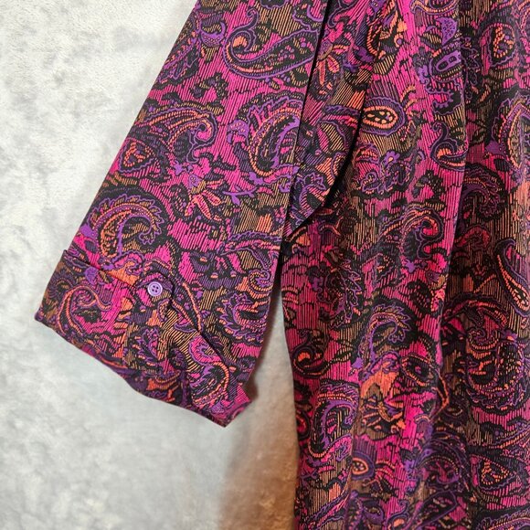 Catherines Blouse Womens 3X Colorful Paisley Button-Up tunic career office bold - Picture 9 of 13